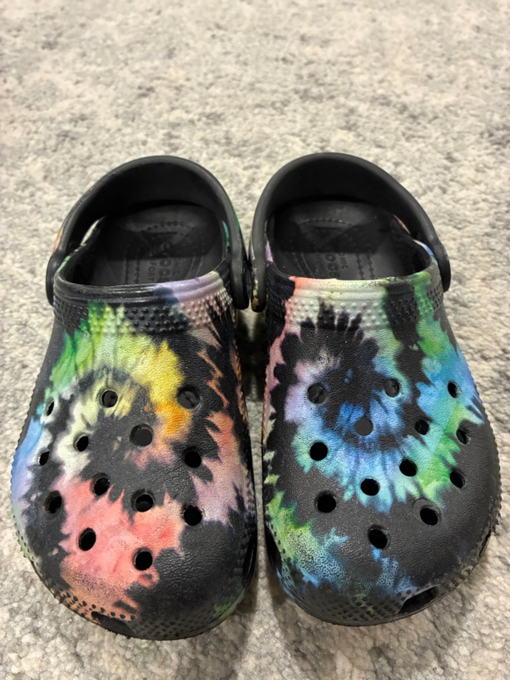 Crocs Kids Tie-Dye Croc Shoes - Black Multi